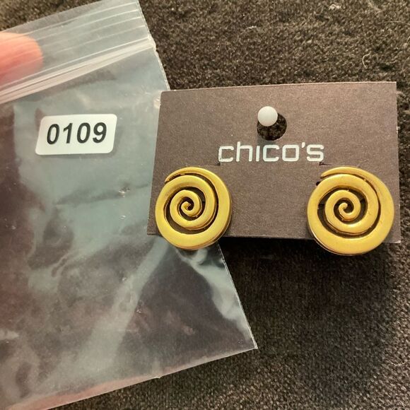 0109-Chico's Gold Spiral Earrings - Picture 3 of 3